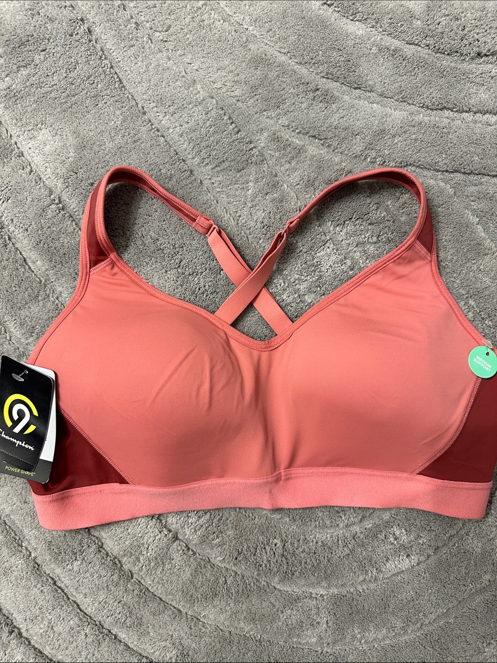 Champion Coral & Deep Coral Wireless Crisscross Sports Bra